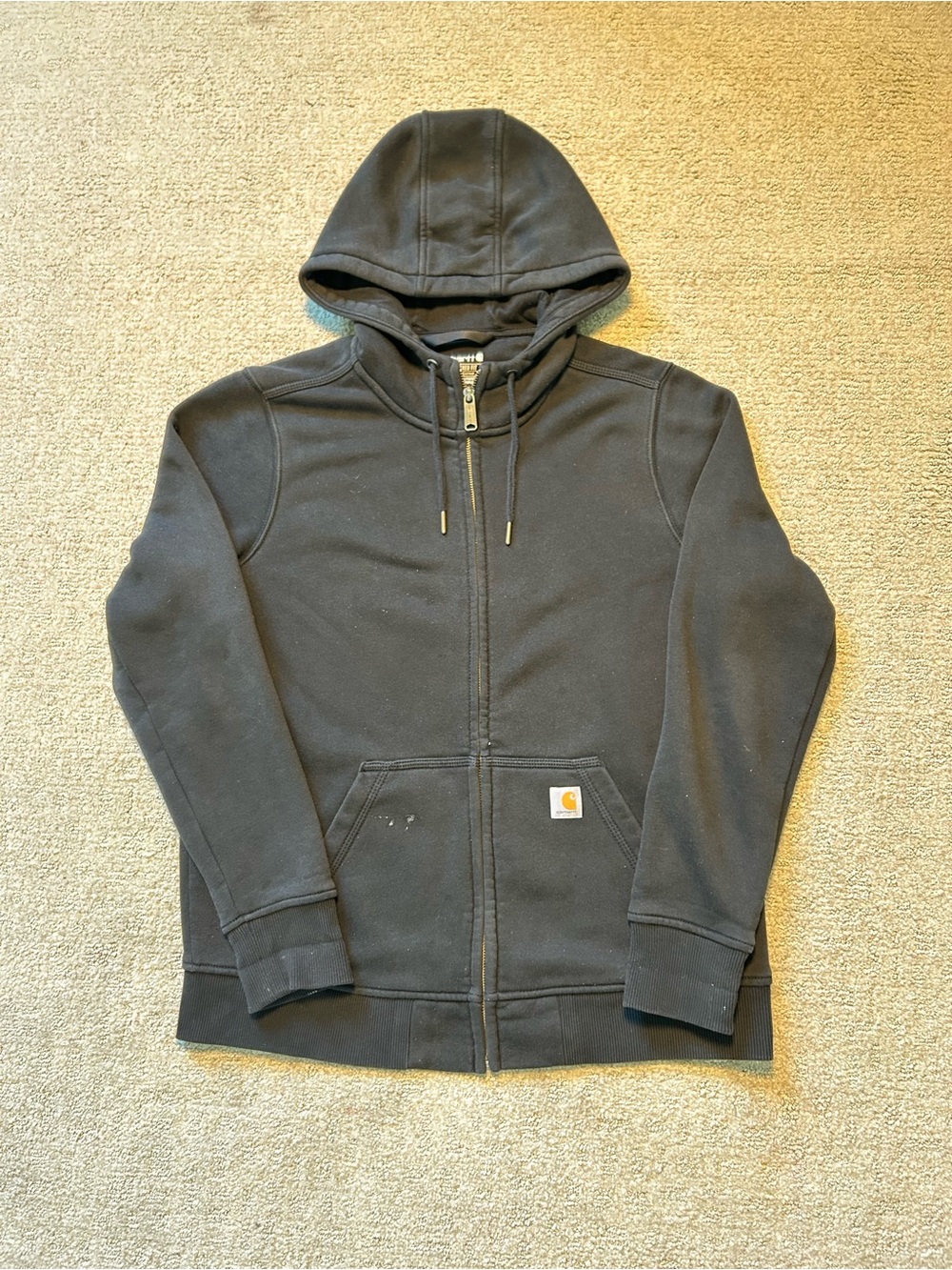 Carhartt Women Black Full Zip Hoodie Relaxed Fit Fleece Sweatshirt 102788 Large